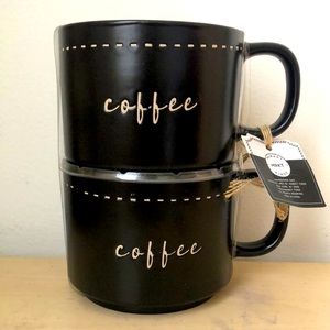 Set of 2 stackable ceramic Coffee 20 oz mugs